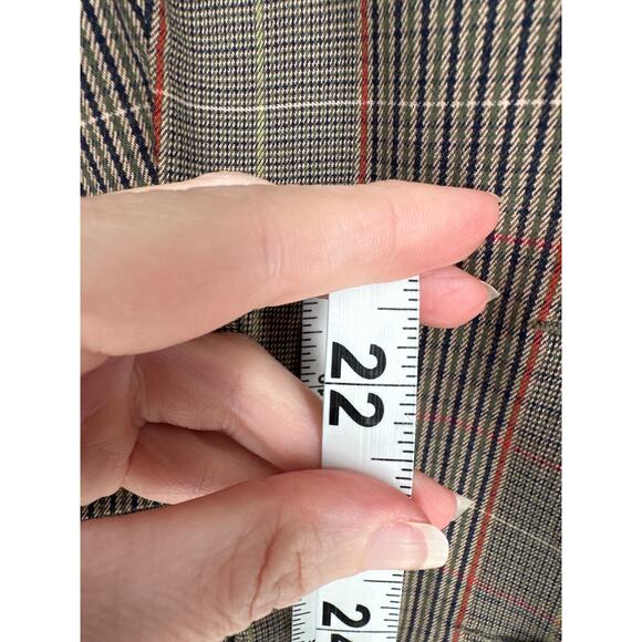 90s Vintage Blazer Jacket Womens Large Beige Plaid Stretch Fitted Heritage Y2K - Picture 6 of 7